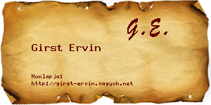 Girst Ervin névjegykártya